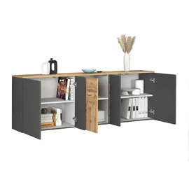 OTTO home ISEO 200 x 70 x 35 cm Grau / Eiche Wotan