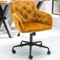 Riess-Ambiente Höhenverstellbarer Bürostuhl DUTCH COMFORT senfgelb Samt mit Steppung