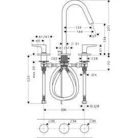 Hansgrohe Citterio M 3-Loch Waschtischarmatur Polished Black Chrome
