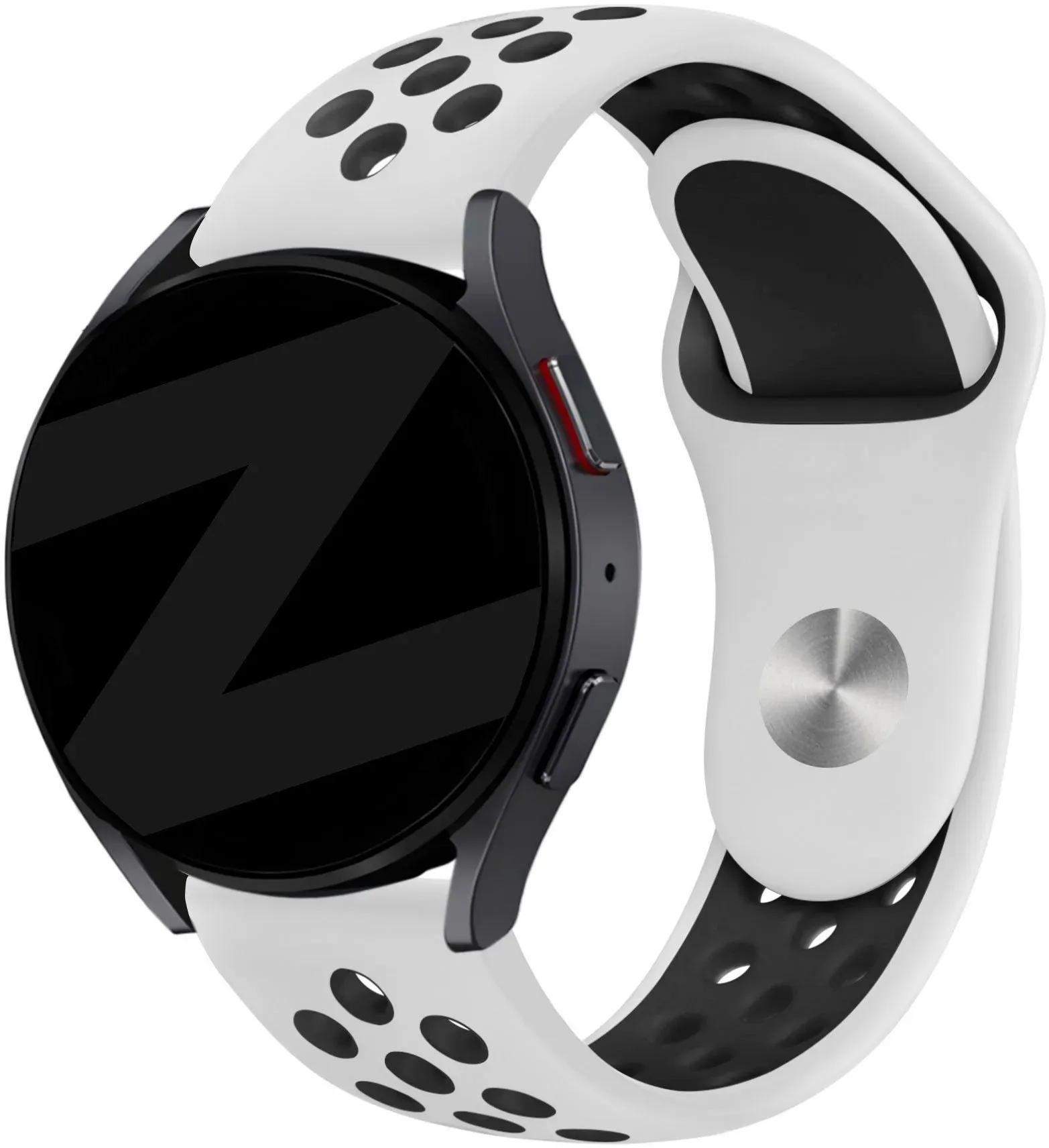 Bandz Actyve Smartwatch 20mm Armband Silikon 'Deluxe' für Actyve Smartwatch 20mm - Weiß/schwarz - Druckknopf Verschluss