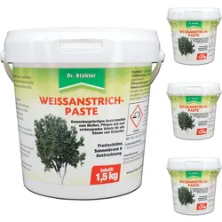 Silberkraft Effektiver Schutz für Bäume & Sträucher: Weißanstrich-Paste gegen Frostschäden 4x1,5 kg