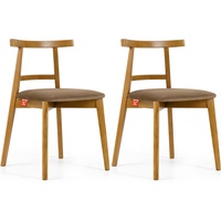 Konsimo Esszimmerstuhl Esstischstühle LILIO Holzstühle Polsterstühle 2 St, hergestellt in der EU, Vintage-Stil, Buchenholzrahmen, Farbe Eiche hell beige|braun