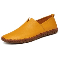 Einfarbige Lederschuhe Für Herren Business-Schuhe Aus Leder Mit Weicher Sohle Atmungsaktive Slipper,Farbe: Gelb,Größe:49