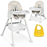 Ricko Kids Hochstuhl Baby, Kinderhochstuhl mit Tablett für essen, Baby essen Stuhl, Hochstuhl Klappbar, Baby Hochstuhl ab Geburt, Einfach zu Reinigen, 83x60x110 cm Grau