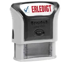 Stempel Printy Motiv/Text ERLEDIGT Abdruck: blau/rot 46x17mm