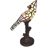 Clayre&Eef Tischlampe 5LL-6102N Vogel, creme Tiffany-Stil
