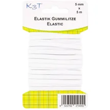 TSI Gummiband Elastik-Gummilitze, 5mm x 5m auf Karte, weiß