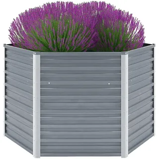 vidaXL Garten-Hochbeet verzinkter Stahl 129 x 129 x 77 cm grau