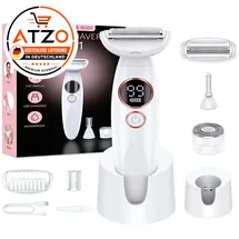 Houpoo Rasierer Damen,3-In-1 Intimrasierer für Frauen,Gesichtshaarentferner für Frauen,Damenrasierer Elektrisch Nass-Trockenrasierer Ipx7 Wasserdicht Trimmer Damen,für Bikinizone Achseln Beine,USB-Aufladung