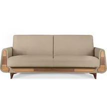 konsimo® 3-Sitzer-Schlafsofa, Beige, Holz, Rechteckig, 230x98x98 cm, FSC 100%, Hergestellt in Europa, Wohnzimmer, Sofas & Couches, Schlafsofas