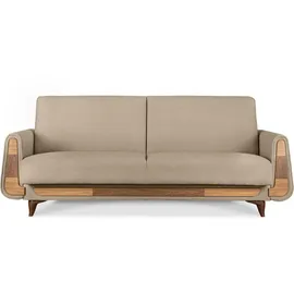 konsimo® 3-Sitzer-Schlafsofa, Beige, Holz, Rechteckig, 230x98x98 cm, FSC 100%, Hergestellt in Europa, Wohnzimmer, Sofas & Couches, Schlafsofas