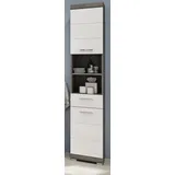 inn.furn Hochschrank Weiß Hochglanz Grau 37 cm 6 Fächer Shawn