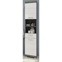 inn.furn Hochschrank Weiß Hochglanz Grau 37 cm 6 Fächer Shawn