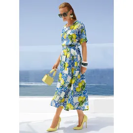 Madeleine Kurzarmbluse mit mediterranem Print Blau 40