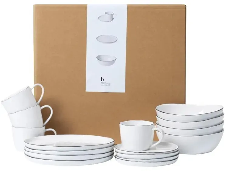 Broste Copenhagen Salt Frühstücksset für vier White w/Black Rim