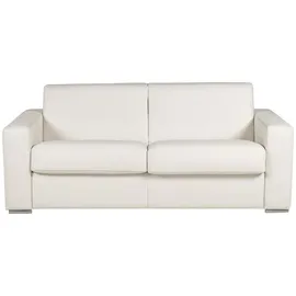 vente-unique Schlafsofa mit Matratze 3-Sitzer - 100% Büffelleder - Weiß - Matratze 16 cm - DELECTEA II