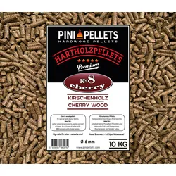 PINI Grillpellets Nr. 8 Kirsche 10 kg BBQ Hartholzpellets zum Grillen Räuchern Smoken