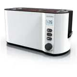 Arendo Toaster, 2 lange Schlitze, für 4 Scheiben, 1500 W, Langschlitz, Brötchenaufsatz, Wärmeisolierendes Gehäuse, Display weiß