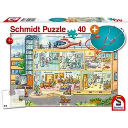 SCHMIDT SPIELE 56374 Im Kinderkrankenhaus, 40 Teile, mit Add-on (Stethoskop)