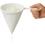 CHEFZOCO Mehrzweck-Küchensieb aus Stoff, Kefir-Sieb, Kaffeesieb, effizienter Filter für Öl und Säfte, Kunststoffgriff, mit 2 Befestigungshaken, Siebdurchmesser 10 cm