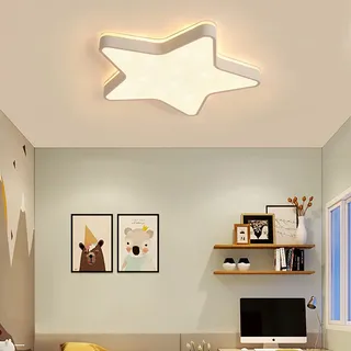 TanjcXliu Kinderzimmer Lampe Decke Deckenlampe Deckenleuchte Stern Lampe Kinderlampe Decke Mädchen 45 Cm Durchmesser, Integrierter 36w Led, Dimmbar, Fernbedienung