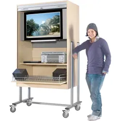 TV-Wagen mit Rollo, 1 Rollauszug und Fach