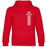 multifanshop multifanshop® Kapuzen Sweatshirt - Berlin rot - Streifen - Druck weiß