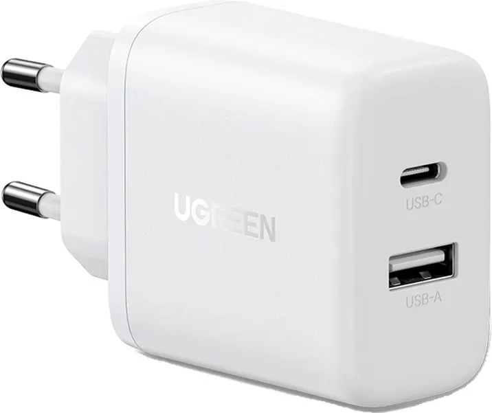UGREEN 20W 1A1C EU Ladegerät weiß, kompatibel mit Smartphones und Tablets.