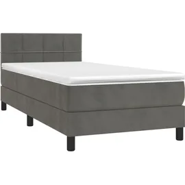 vidaXL Boxspringbett mit Matratze & LED Dunkelgrau 90x190 cm Samt