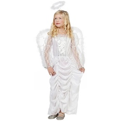 Karneval-Klamotten Engel-Kostüm Himmlisches Engelskostüm Mädchenkostüm mit Spitze, Weihnachtskostüm Kinder Weihnachtsengel silberfarben|weiß