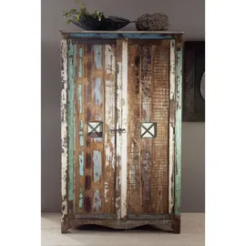 MASSIVMOEBEL24.DE Kleiderschrank Altholz 118 x 198 x 60 cm Mehrfarbig