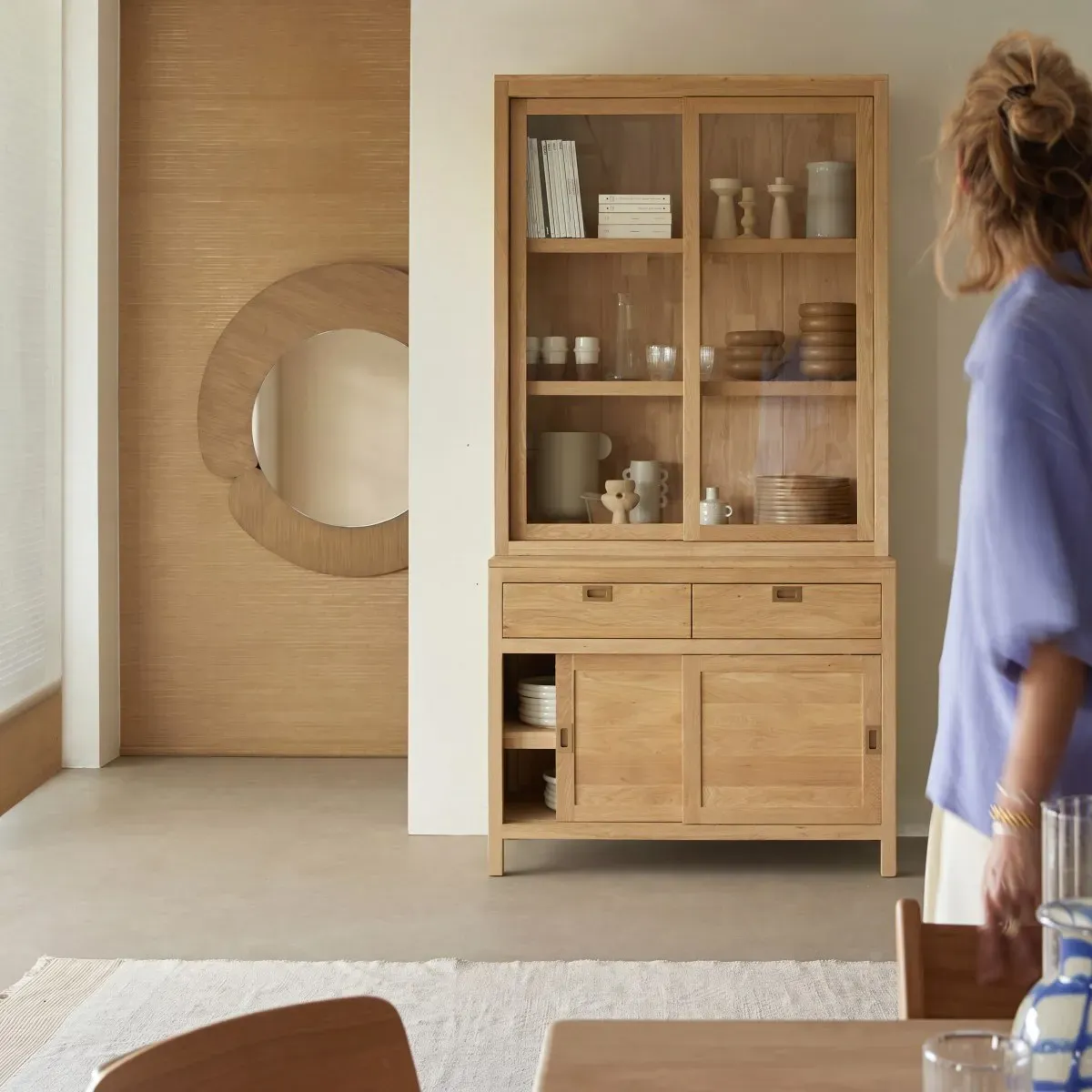Heidi - Geschirrschrank aus massivem Eichenholz 110 cm