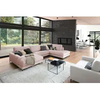 KAWOLA Sofa CARA Wohnlandschaft U-Form Cord rosa Longchair links