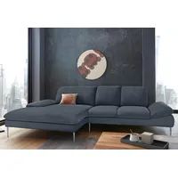 W.Schillig Ecksofa »enjoy&MORE«, mit Sitztiefenverstellung, Füße Chrom glänzend, Breite 310 cm blau