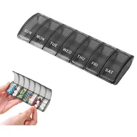 Jaimela Tablettenbox 7 Tage, Pillendose 7 Tagemedikamentenbox, Leicht Zu Öffnen, für Vitamine, Nahrungsergänzungsmittel und Medikamente (Schwarz)