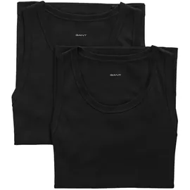 GANT Herren Unterhemd 2er Pack - TANK TOP, Rundhals-Shirt, ärmellos, Stretch Cotton schwarz, L