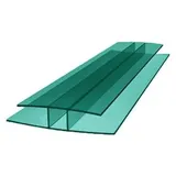 H-Profil Polycarbonat 1500mm Türkis 6mm – Stegplatten Verbinder für Doppelstegplatten | Hohlkammerplatten Verbindungsprofil für Gewächshaus & Überdachungen