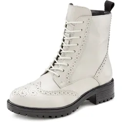 Schnürboots LASCANA, Damen, Gr. 36, weiß, Obermaterial: 100% Schafsleder. Futter: 75% Textilmaterial, 25% Schafsleder. Decksohle: 100% Synthetik. Laufsohle: 100% Synthetik, unifarben, modisch, Schuhe, Schnürstiefelette, Ankle Boots, Leder, Schnüren & Reißverschluss