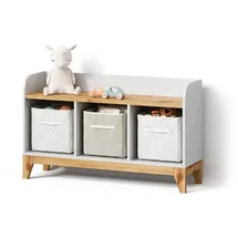 livinity® Kindersitzbank Mailo 107,2 x 63,8 cm Eiche weiß