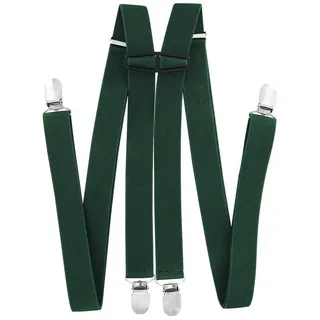 axy Hosenträger für Herren breit 2,5 cm in H-Form mit 4 Hosenträger Clips extra stark längenverstellbar (Grün) - Einheitsgröße