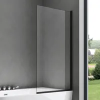 SoGood doporro Badewannenaufsatz Design-duschwand für Badewanne 80x140cm schwarz Duschabtrennung Esg-sicherheitsglas in Klarglas inkl. Nano-beschichtung Badewannenfaltwand Cortona201k