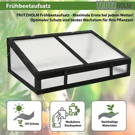 Trutzholm Frühbeetaufsatz aus Holz 120x80cm für Hochbeet schwarz