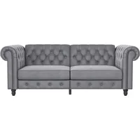Dorel Home 3-Sitzer Felix, Schlafsofa 236 cm, (Liegefläche 108x190cm), Rückenlehne, 3-fach verstellbar, Velours, Kunstleder, Luxus-Microfaser Vintage grau