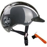 Casco Kinder Reithelm NORI Hufeisen schwarz/grau S (52-56cm) + Hufkratzer Reiterladen24