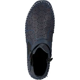 Gemini Damen Stiefelette Leder Cutouts floral Muster 382019-19, Größe:38 EU, Farbe:Blau - Blau - 38