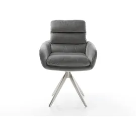 DeLife Abelia-Flex mit Armlehnen Kreuzgestell kantig Samt Grau