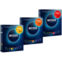 MY.SIZE PRO Elite Kondomset, Größe 3,4,5 53,57,60 mm, 3x3 Stück – Extra reines Vytex-Latex, leicht zu öffnen