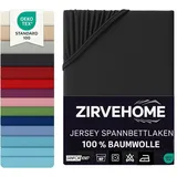 ZIRVEHOME Spannbettlaken Jersey-Baumwolle 90 x 200 cm schwarz