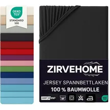 ZIRVEHOME Spannbettlaken Jersey-Baumwolle 90 x 200 cm schwarz