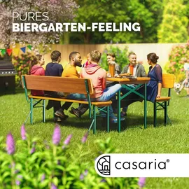 CASARIA Bierzeltgarnitur 3-tlg. Tisch 170 x 70 cm inkl. Rückenlehne Braun